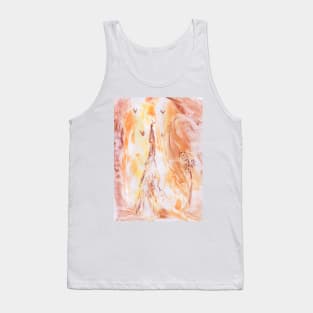 Wanderer, mountain, human, road, landscape. Hand drawn color illustration, painting, art, encaustic. Tank Top